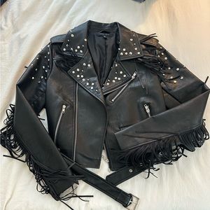 Moto Fringe Studded Jacket